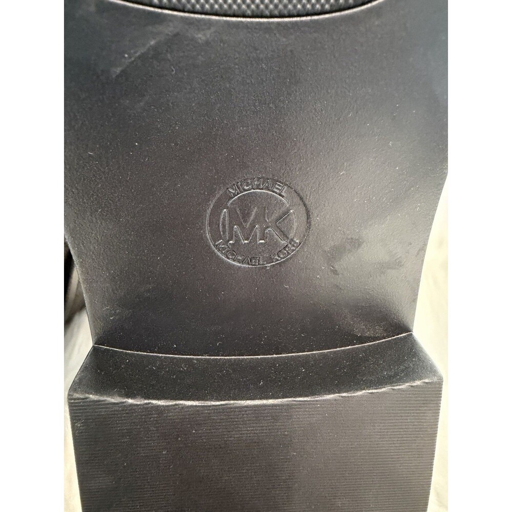 Michael Kors Mandy Block Heel Booties Black Brown Monogram Size 11M New - Picture 16 of 16